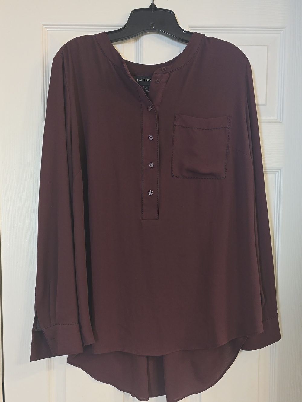 Lane Bryant Plum Henley Pocket Blouse
